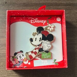 Disney Minnie Mouse Festive Christmas Pin with Red & White Scarf Aldi Exclusive